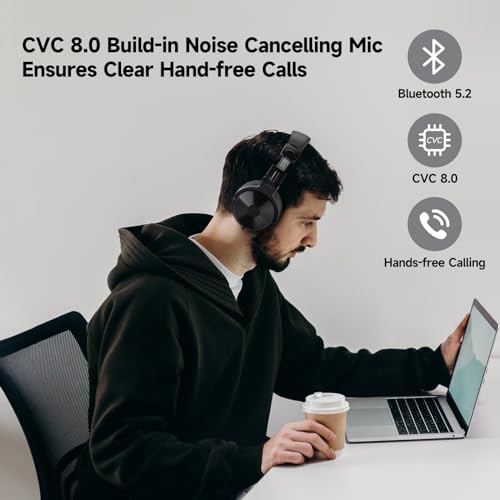 OneOdio Pro C Wired & Wireless Over-Ear Headphones, 110H, 50mm Drivers | Wired 3.5mm and wireless Bluetooth modes with 110H playtime, 50mm drivers and HD mic for PC, podcast and studio work - color: Black