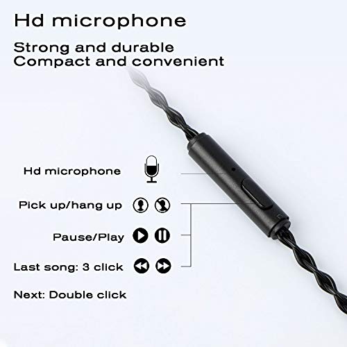 JCALLY Earbuds Replacement Cable Oxygen-Free Copper Upgrade 5N OFC Headphone Wire 8 Shares for KZ C Pin TRN S pin Earphone 3.5mm Wire with Microphone JC08S (Black) (Black QDC) - size: Black QDC