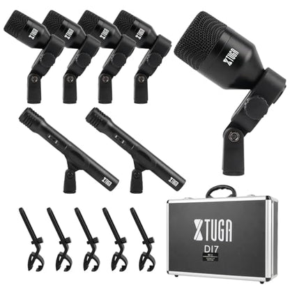 XTUGA DI7 Drum Microphone Kit,7 Pieces Metal Dynamic Drum Mic Set