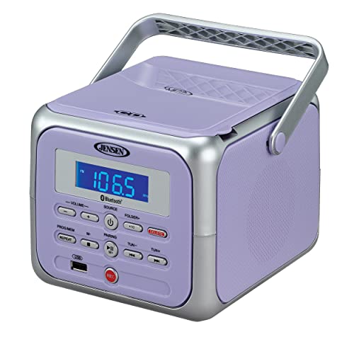 Jensen® CD-660 Portable Retro Boom Box CD Player Bluetooth Digital Home Music System with MP3, USB/AUX Input, FM Radio, Stereo Speakers - Purple Limited Edition