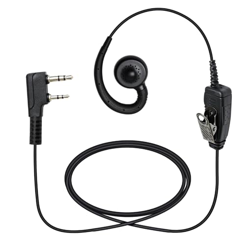 Swivel Earpiece Over Ear Headset with Microphone K1 Uv-5r Ptt C Shape Ear Piece 2 Prong Dual Pin Walkie Talkie Headphone for Kenwood Retevis Baofeng nx1300 rt22 bf 888s gmrs uv-17 rt68 2-Way Radio