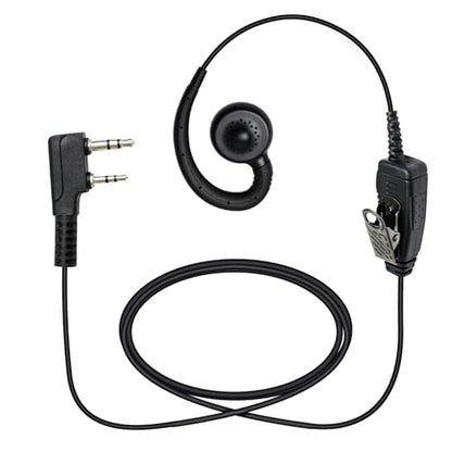 Swivel Earpiece Over Ear Headset with Microphone K1 Uv-5r Ptt C Shape Ear Piece 2 Prong Dual Pin Walkie Talkie Headphone for Kenwood Retevis Baofeng nx1300 rt22 bf 888s gmrs uv-17 rt68 2-Way Radio
