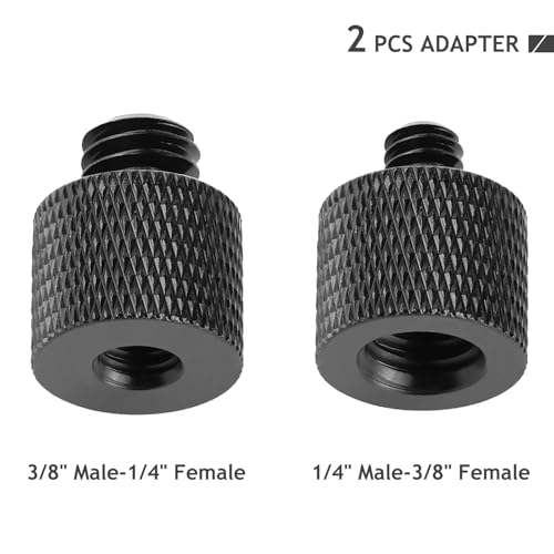 1/4 to 3/8 & 3/8 to 1/4 Camera Tripod Adapter - Male to Female Screw for Camera, Mount, Monitor - color: Black