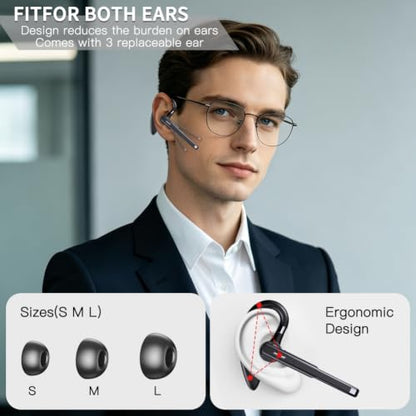Hsility Bluetooth Headset with USB Type C 270 Degrees Rotatable Microphone for Truck Driver Bussiness and Travel