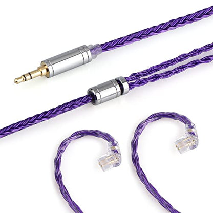Linsoul Tripowin Zonie IEM Cable, 16 Core Silver Plated Earphone Upgraded Cords, 1.25m SPC in Ear Monitor Cable for KZ ZS10 PRO 2 AS10 PRO Tangzu Wan’er SIMGOT EM6L(Recessed 2pin, 4.4mm)(Violet) | 4.10 ft SPC in Ear Monitor Cable for KZ ZS10 Pro 2 AS10 Pr