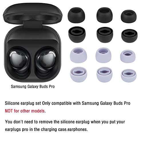 Earbud Cover Silicone Eartips for Galaxy Buds Pro Replacement Ear Tips Compatible with Samsung Galaxy Buds Pro Headphones Fit in Case Eartips Earbud Rubber Tips S M L 6 Pairs (Black+Purple) - color: Black+Purple