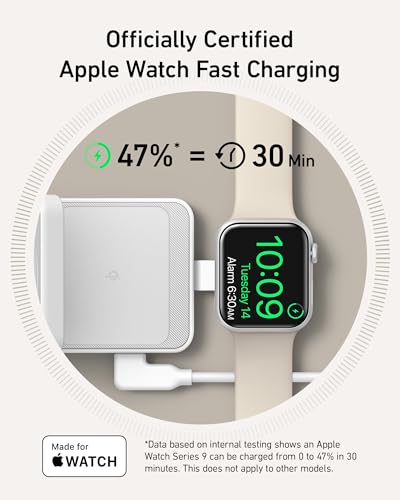 Anker MagGo 3-in-1 MagSafe-Compatible Qi2 15W Foldable Charging Station | Qi2-Certified Wireless Charging Stand for iPhone 17 - 12 Series, AirPods, Apple Watch Ultra(Non-Battery, Adapter Included) - color: White