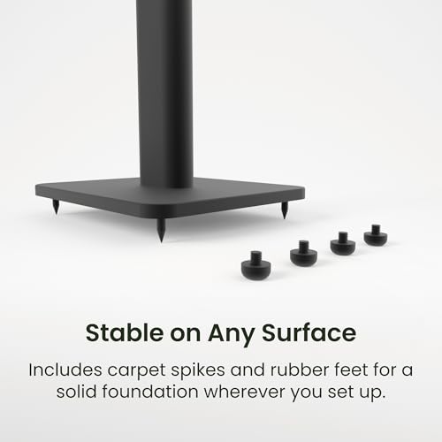 Kanto SPH Adjustable Height Bookshelf Speaker Stands, Pair | Heavy Duty Steel Floor Speaker Stands 24 to 42 in | Holds 30 lb | Internal Cable Management | Reduced Vibration | Carpet Spikes | Black - color: Black, size: Height Adjustable