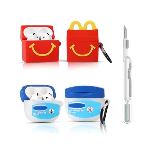(2Pack+Cleaner Pen) XMBYGY Case for Apple AirPods 4th Generation Earbuds with Cleaning Pen Kit, Silicone Cute Charging Case Shockproof Protective Cover and Carabiner for AirPods 4 (REM+FSL) - color: REM+FSL