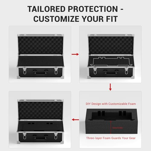 Phenyx Pro Storage Case with Pre-Diced Foam and Alloy Frame PCSE-XL | Aluminum Alloy Frame, Protective Gear Storage, Ergonomic Handle, Wireless Mic Systems, Camera Gear - size: Extra Large (53.5*22*29cm)