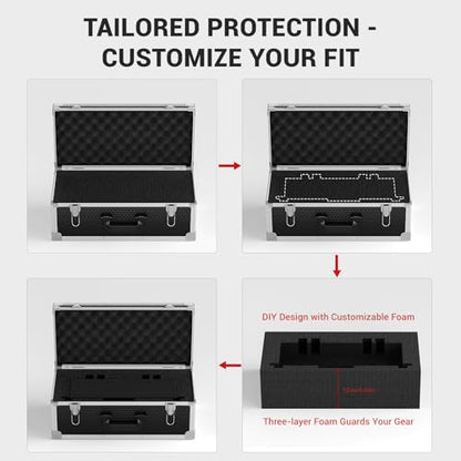 Phenyx Pro Storage Case with Pre-Diced Foam and Alloy Frame PCSE-XL | Aluminum Alloy Frame, Protective Gear Storage, Ergonomic Handle, Wireless Mic Systems, Camera Gear - size: Extra Large (53.5*22*29cm)