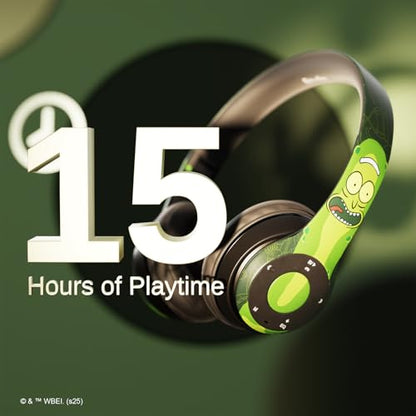 iJoy Rick and Morty Pickle Rick Bluetooth Headphones with Built-in Mic | Officially Licensed Wireless Over-Ear Headphones, Foldable Headset | Rick and Morty Gifts for Men, Women, Teens & All Fans - color: Pickle Rick