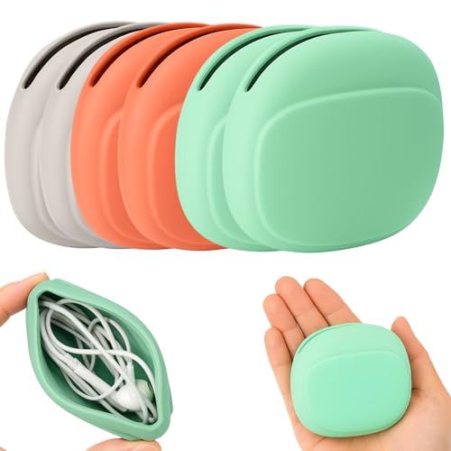 6-Pack Silicone Headphone & Cable Organizer Case – Mini Portable Storage Box for Earphones, Keys & Data Cables (Red, Grey, Green)