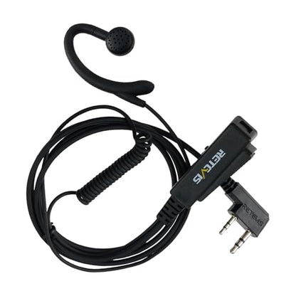 Retevis Walkie Talkie Headset with Mic, for RT22/RT68/RT21/H777 | G-Type, Big PTT, 2 Pin, Compatible with Baofeng 888S, Pxton, Kenwood Walkie Talkie, Walkie Talkie Earpiece(10 Pack) - style: G Shape Earhook