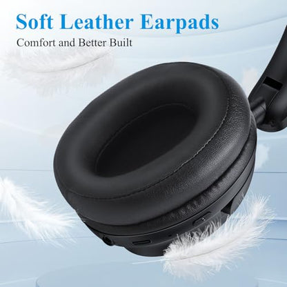 Headphones Wireless Bluetooth 5.4 Active Noise Cancelling Over-Ear Headset | for Students Gaming Online Classes Travel Airplane Hi-Res Sound Foldable for Samsung S26 S25/iPhone 17/iPad for Google Black