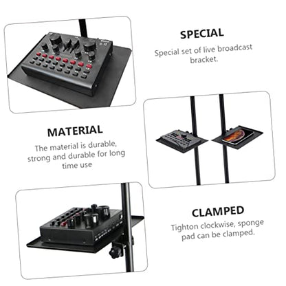 Toddmomy Clip Microphone Stand Low Profile Mic Arm for Microphone Sound Tray Broadcast Rack