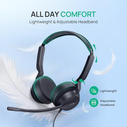 Yealink UH42 SE Wired Headset, USB-A/C & 3.5mm,in-Line Controls, On-Ear | Stereo Computer Headphones, Teams/Zoom Certified, Noise Cancelling Microphone, PC/Laptop/Phone, 7ft Cable, Call Center,Office - color: Dual-Ear, size: 3.5mm & USB-C/A