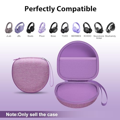 Headphone Case for JLab/Beats/TOZO/JBL/BERIBES/Picun Etc Headphones, Purple | for JLab JBuds Lux ANC/Go Lux ANC, Beats Studio Pro/Solo 4 3,TOZO HT3,KVIDIO Etc Headphone, Hard Shell Case for Travel Home - color: Purple