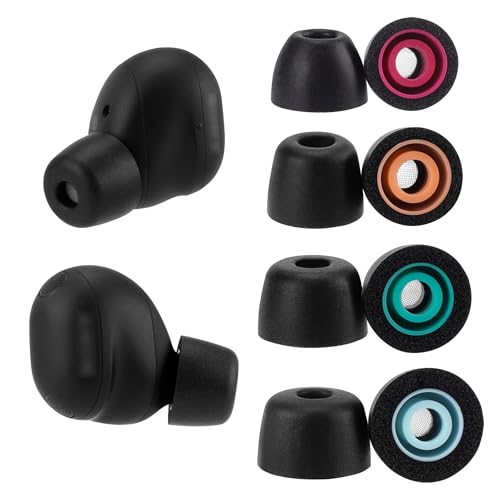 Memory Foam Replacement Earbud Tips for Sony WF-1000XM6 / WF-1000XM5 | Internal with Dust Mesh, Soft Foam Eartips with Portable Storage Box (4 Pairs, Black, XS/S/M/L)