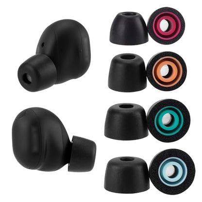 Memory Foam Replacement Earbud Tips for Sony WF-1000XM6 / WF-1000XM5 | Internal with Dust Mesh, Soft Foam Eartips with Portable Storage Box (4 Pairs, Black, XS/S/M/L)