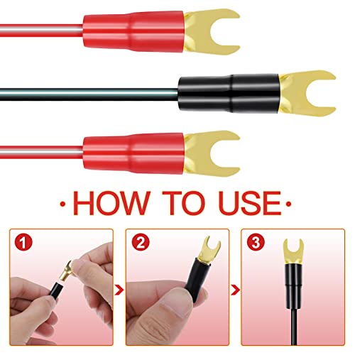 WINOMO 5 Pairs 4 Gauge Strip Spade Terminal Spade Fork Adapters for Speaker Wire Cable