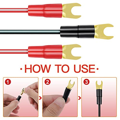 WINOMO 5 Pairs 4 Gauge Strip Spade Terminal Spade Fork Adapters for Speaker Wire Cable