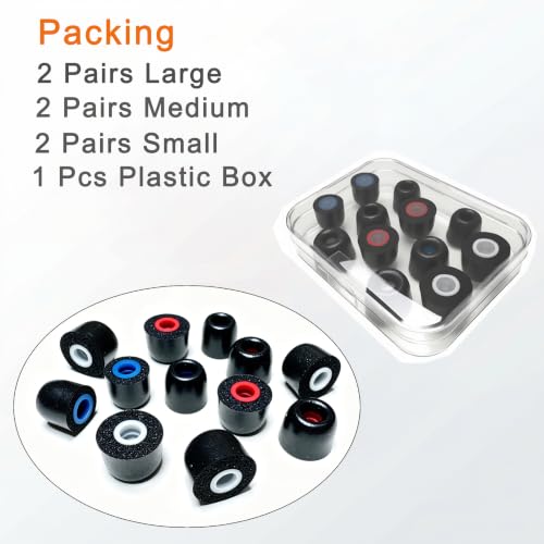 Memory Foam Replacement Earbud Tips, (5mm-7mm) with Threaded Grip - size: 4.9mm