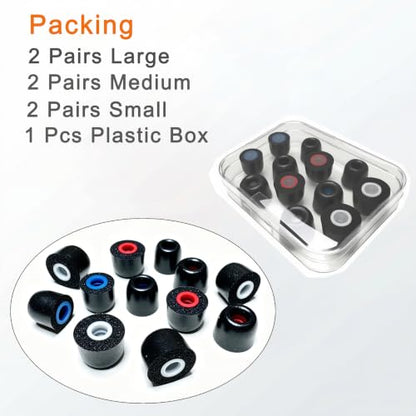 Memory Foam Replacement Earbud Tips, (5mm-7mm) with Threaded Grip - size: 4.9mm