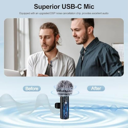 2026 PL9 Professional Wireless Lapel Lavalier Mic for USB-C Devices | iPhone/Android, 12-Hour Battery, 65ft Range, 1-Click Mute, Crisp Audio for TikTok, YouTube, Live Streaming, Recording