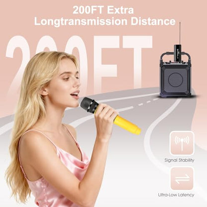Women's Wireless Microphone - Professional Sound Karaoke Dual Singing Mic for Live Performances, Parties, YouTube&Music, Includes XLR to 0.14in Adapter, Portable Handheld Dynamic Mic