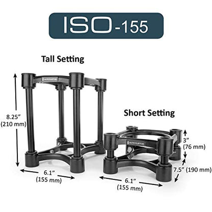 IsoAcoustics Iso-Stand Series Speaker Isolation Stands with Height & Tilt Adjustment: Iso-155 (6.1” x 7.5”) Pair - size: Iso-155 (15.5 x 19 cm)