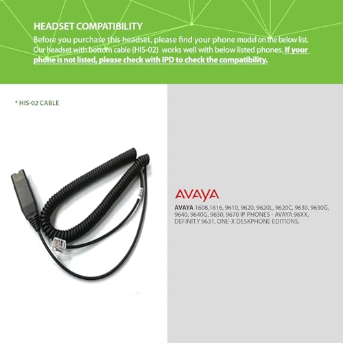 IPD IPH-215 Office Phone Headset Binaural Wired QD to RJ9 - color: 215-DG-FOAM