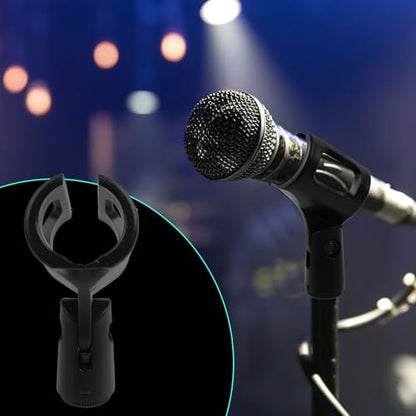 4Pcs Microphone Clip Rubber Flexible Mic Holder | Handheld Wireless, Adjustable Angle, Inner Diameter Range 30-50mm - style: Black, Square