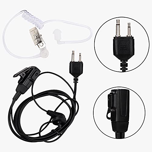 Acoustic Tube 2-Pin Earpiece Headset with PTT Mic Compatible with Two Way Radio IC - F3011 F4011 F4001 Talkie ABS