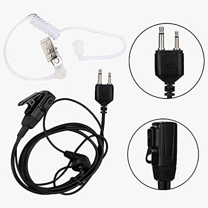 Acoustic Tube 2-Pin Earpiece Headset with PTT Mic Compatible with Two Way Radio IC - F3011 F4011 F4001 Talkie ABS