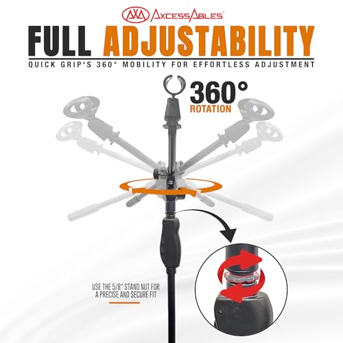 AxcessAbles One-Handed Quick Release Microphone Stand. 74" Height Clutch Adjustment Tripod Mic Stand with 35" Boom Arm. For Singing, Studio and Instruments (1-Pack) - size: 1-Pack
