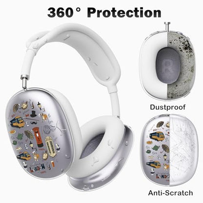 for AirPods Max Headphones London Ear Covers for AirPods Max 2 | Cute City Clear Ear Cups Cover | White Silicone Ear Pad Case Headband Cover for Apple AirPods Max 2/1 (2026/2024/2020) - color: London/White
