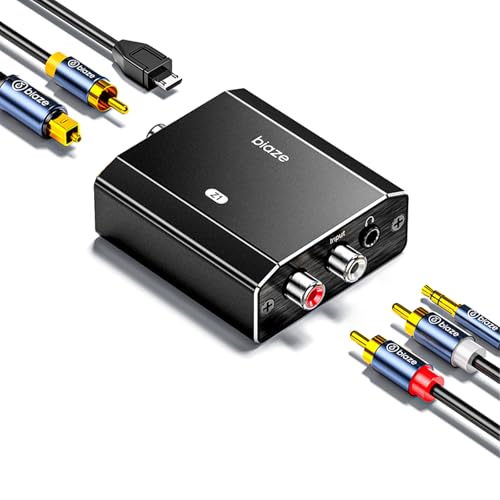 Analog to Digital Audio Converter, RCA to Optical Converter RCA/3.5mm to Toslink and Coaxial Adapter for PS5 PS4 HDTV DVD Soundbar