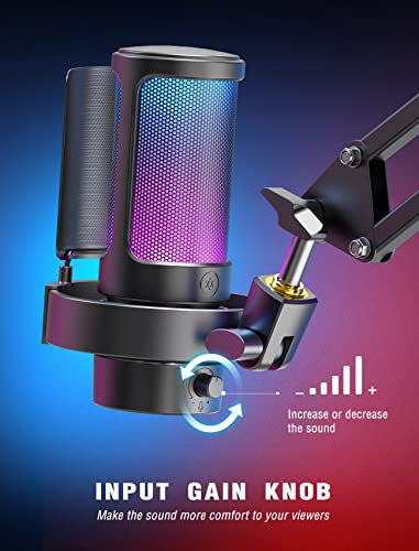 FIFINE AmpliGame A8 USB Gaming Condenser Microphone with RGB Control for PC - size: A8-Desktop