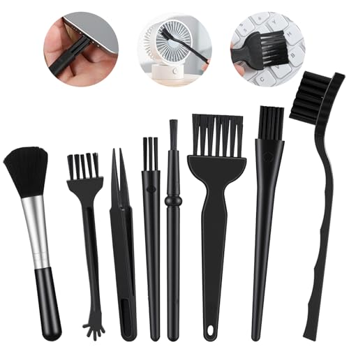 8 Pcs Mini Keyboard Cleaning Brushes Kit, Anti Static Electronic Dust Cleaning Brushes with PP Handle and Nylon Bristles, Keyboards Cleanings Brush for Computer Keyboard and Small Spaces