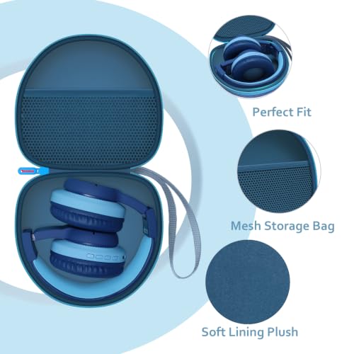 Kids Headphones Case for iClever/Acer Etc Kid Headphone,Blue+Blue,Case Only | for iClever BTH12 HS19 BTH20 BTH22 BTH26/Candy Bila/Acer/JBL Junior 320/MIDOLA/JoySpark/ADOOPE Etc Girls Boy Kid Headphone - color: Blue+Blue Edge