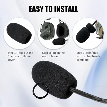 10Pack Aviation Muff Headphone Microphone Body Covers Wind Shields Boom Mic Windscreen Large Black Windshield Noise Sound Reduction High Density Foam for Peltor David Clark Tactical Headset h10-13.4