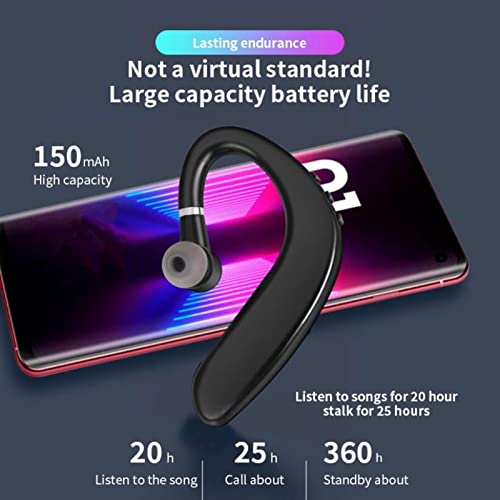Bluetooth Headset, Single Ear Wireless Headphone with Noise Reduction 25H Talk Time 360H Standby IPX6 for Driving Business Gym