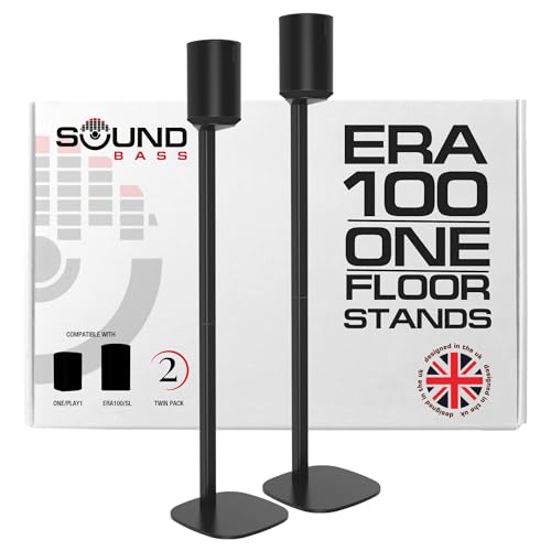 ERA 100 Floor Stand, Twin (2pcs), Black, Double, Pair | Compatible with Sonos ERA100 & ERA 100 SL, Sonos ONE & Play:1 Speakers, Accessories Included. UK Design, Height 36in / 920mm - color: Black