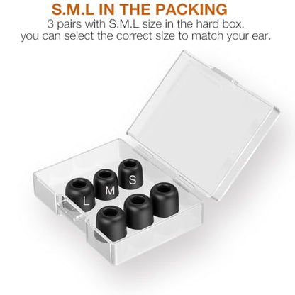 Replacement Memory Foam Eartips for Axil XCOR PRO/GS Extreme 2.0 | Ultra Soft & Durable Earbuds Ear Tips,Accessories,3 Pairs,Black