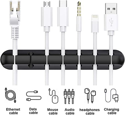 SOULWIT 3 Pcs Silicone USB Cable Holder Clips, Self Adhesive - Black - color: Black