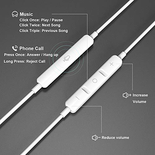 Wired Earbuds Noise Isolating In-Ear Headphones Earphones with Mic Volume Control 3.5mm Plug for Sports Workout Compatible with Cell Phones Android Samsung Galaxy Moto Tablets Laptops Computer (White) - color: White