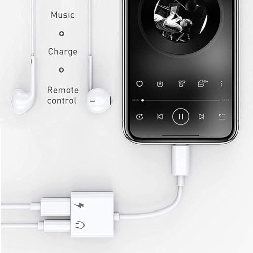 [Apple MFi Certified] iPhone Headphones Fast Charging Audio Adapter | 3Pack 2-in-1 Lightning to 3.5mm Headphone Jack Dongle Splitter,Supports Hi-Res Lossless Sound for iPhone 14/13/12/11/XS - color: White-L3pcs