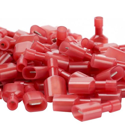 Red Male Spade Connector 22,20,18,16 AWG/Gauge Disconnect Crimp Terminals | AIRIC,UL,100 Pcs,Red Male Connectors,Electrical Terminal,22-16 AWG Wire,Nylon Spade Connect,Quick Disconnect,Speaker Auto - size: Male(22-16 AWG)
