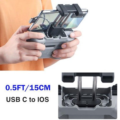 0.5FT USB C to IOS Remote Controller Cable for DJI Mini 4 Pro, DJI Mavic 3, Mini 2, mini 3 Pro, Air 2S, Mavic Air 2, DjI RC-N1/RC 2, DJi Drone to Phone/Tablet Cable 90 Degree OTG data Cord Accessories - size: 0.5FT(6in), style: USB C to IOS